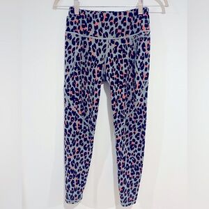 Sweaty Betty Kids Leggings with Blue and Pink Leopard Print